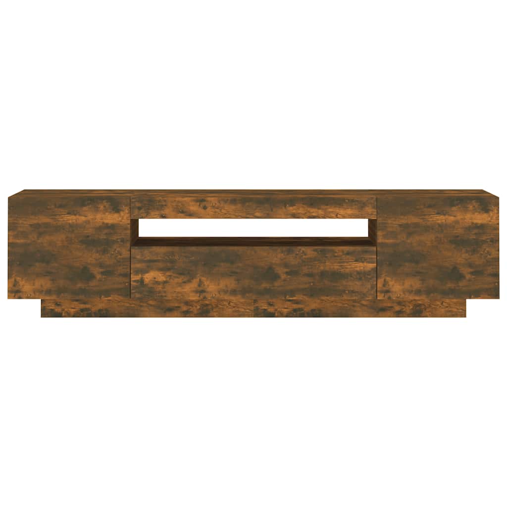 vidaXL Szafka pod TV z oświetleniem LED, przydymiony dąb, 160x35x40 cm