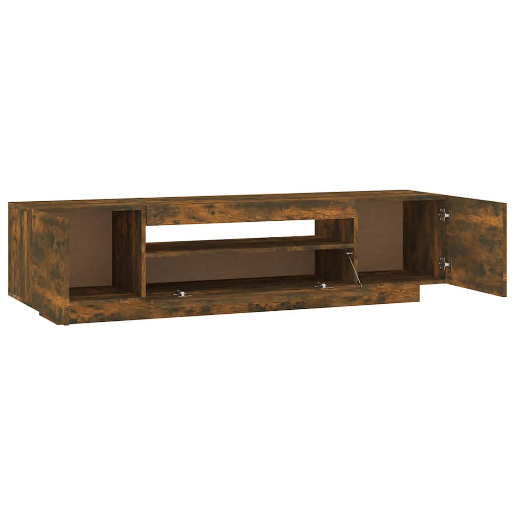 vidaXL Szafka pod TV z oświetleniem LED, przydymiony dąb, 160x35x40 cm