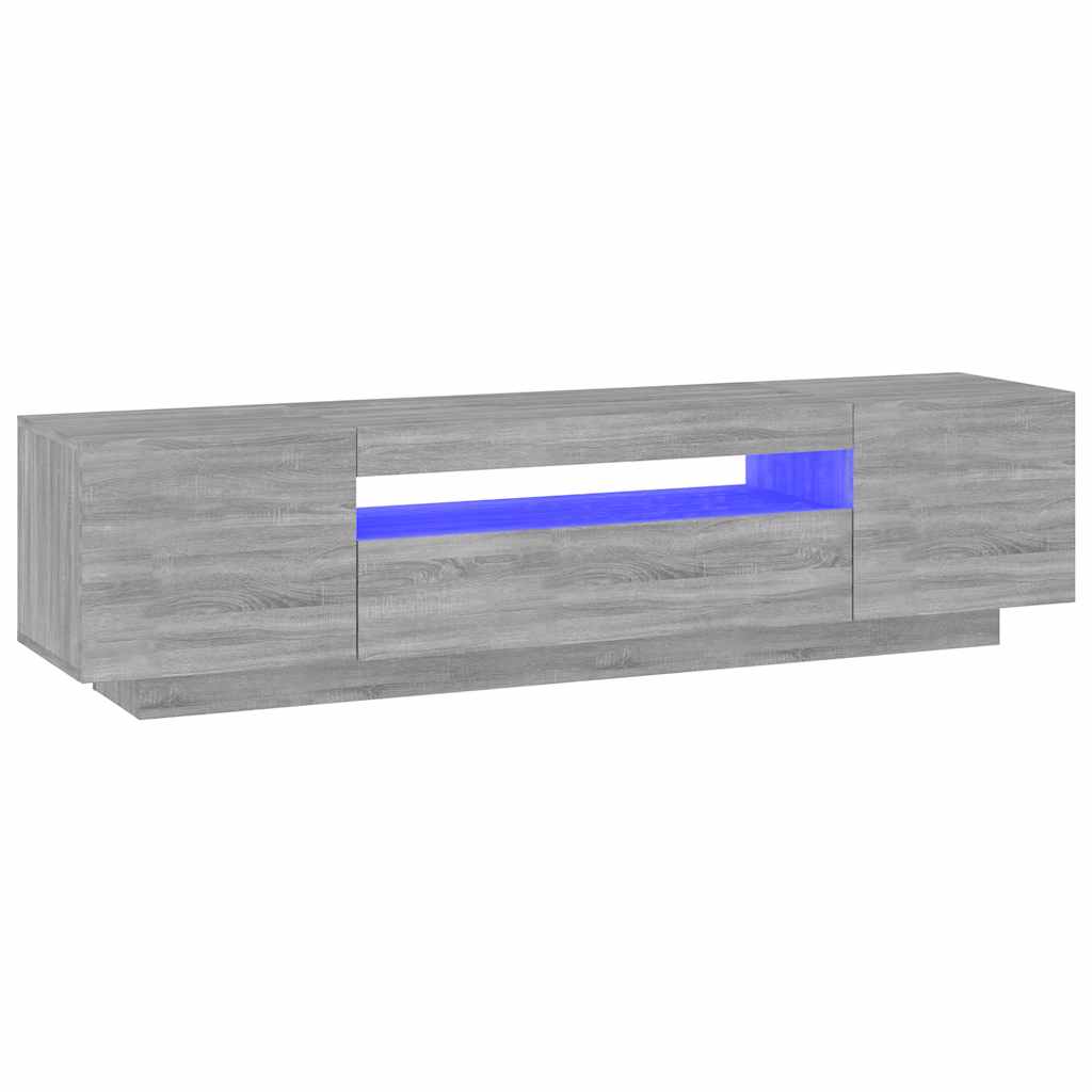 vidaXL Szafka TV z oświetleniem LED, szary dąb sonoma, 160x35x40 cm
