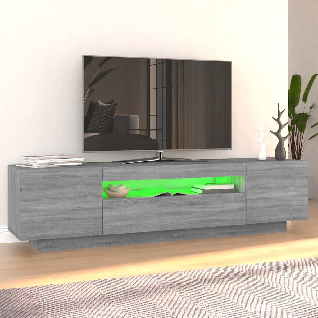 vidaXL Szafka TV z oświetleniem LED, szary dąb sonoma, 160x35x40 cm