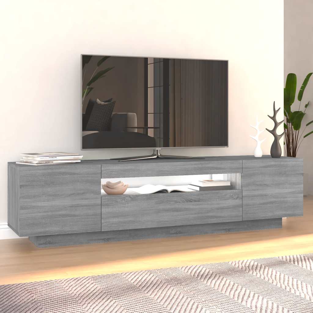vidaXL Szafka TV z oświetleniem LED, szary dąb sonoma, 160x35x40 cm