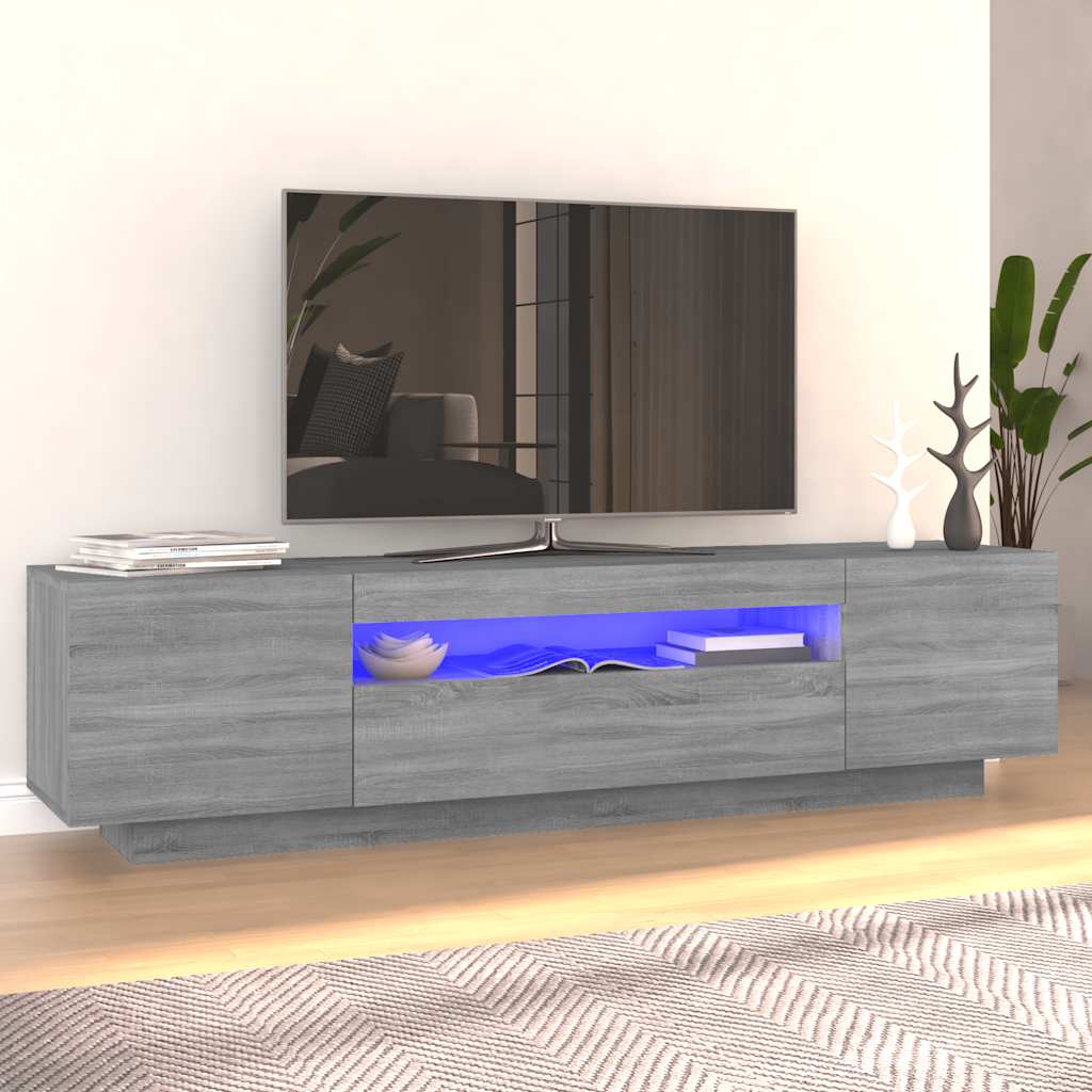 vidaXL Szafka TV z oświetleniem LED, szary dąb sonoma, 160x35x40 cm