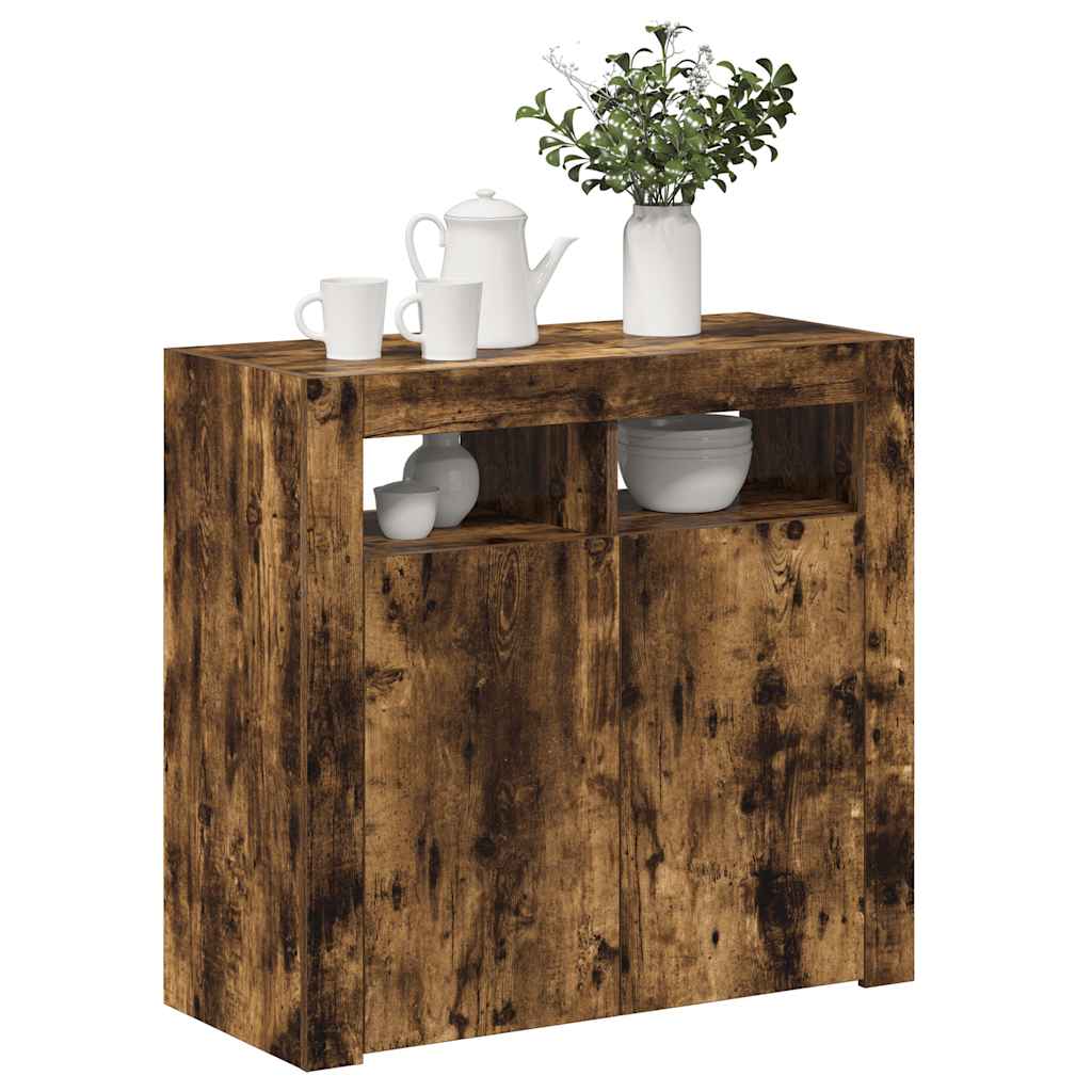 vidaXL Szafka z oświetleniem LED, przydymiony dąb, 80x35x75 cm