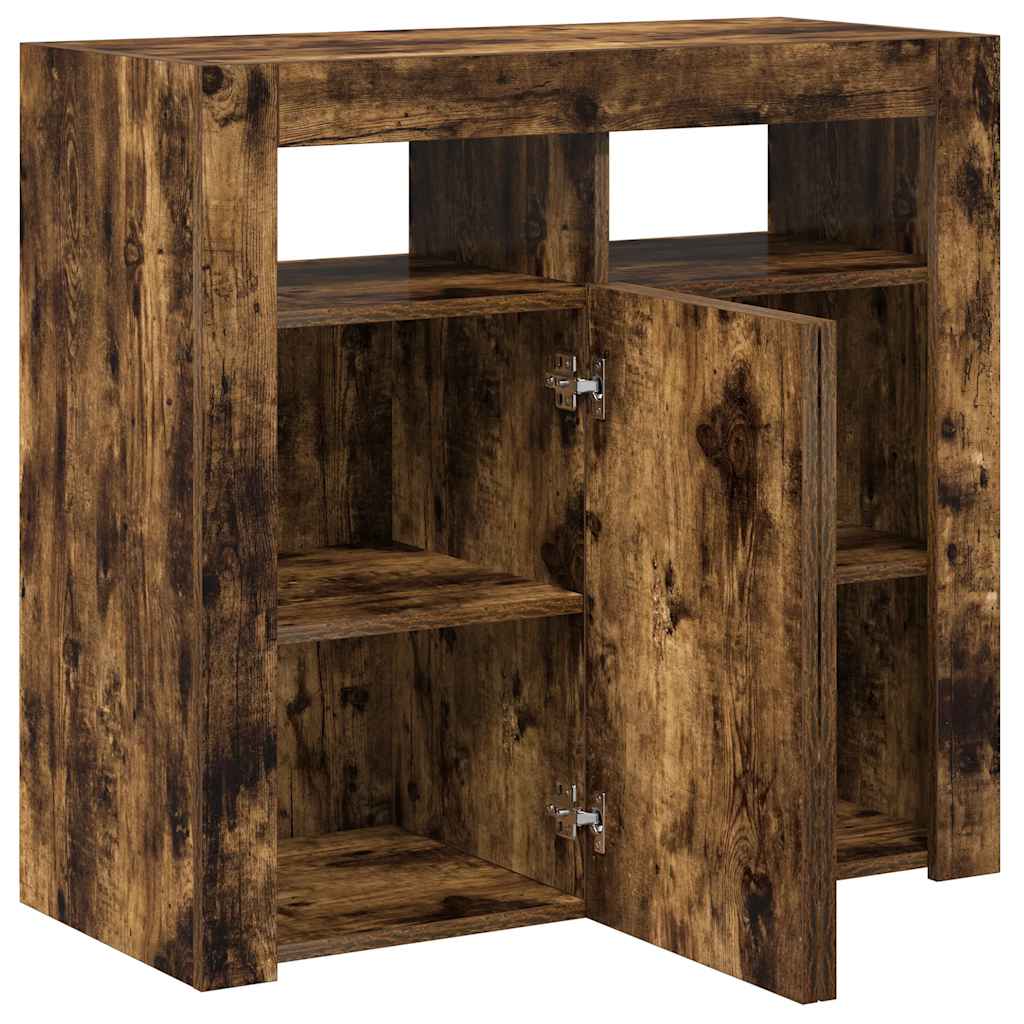 vidaXL Szafka z oświetleniem LED, przydymiony dąb, 80x35x75 cm