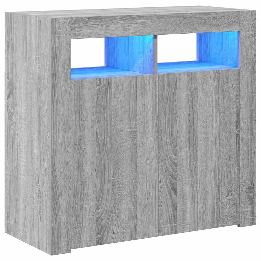 vidaXL Szafka z oświetleniem LED, szary dąb sonoma, 80x35x75 cm