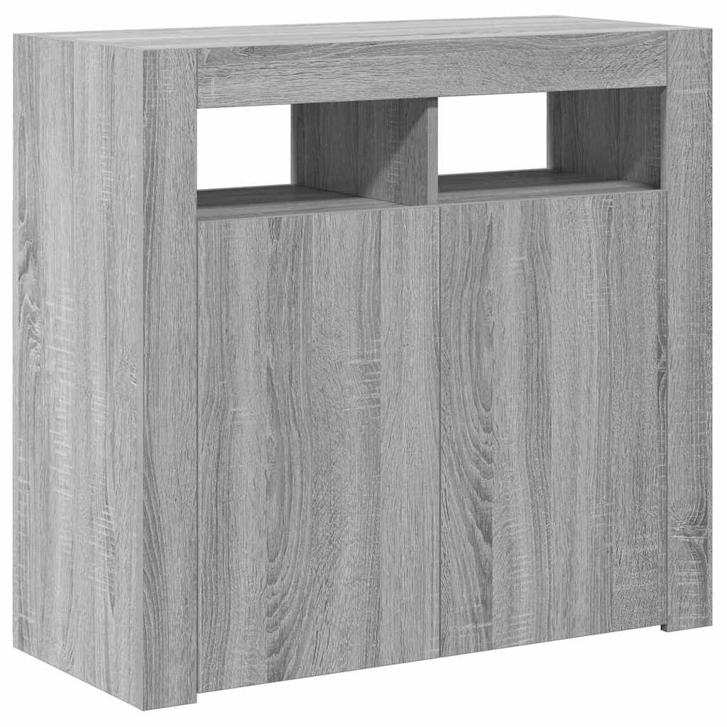 vidaXL Szafka z oświetleniem LED, szary dąb sonoma, 80x35x75 cm