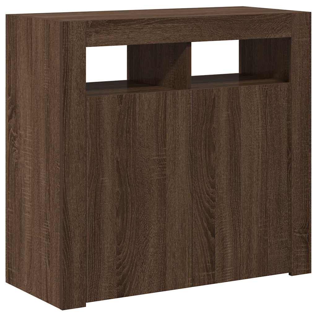 vidaXL Szafka z oświetleniem LED, brązowy dąb, 80x35x75 cm