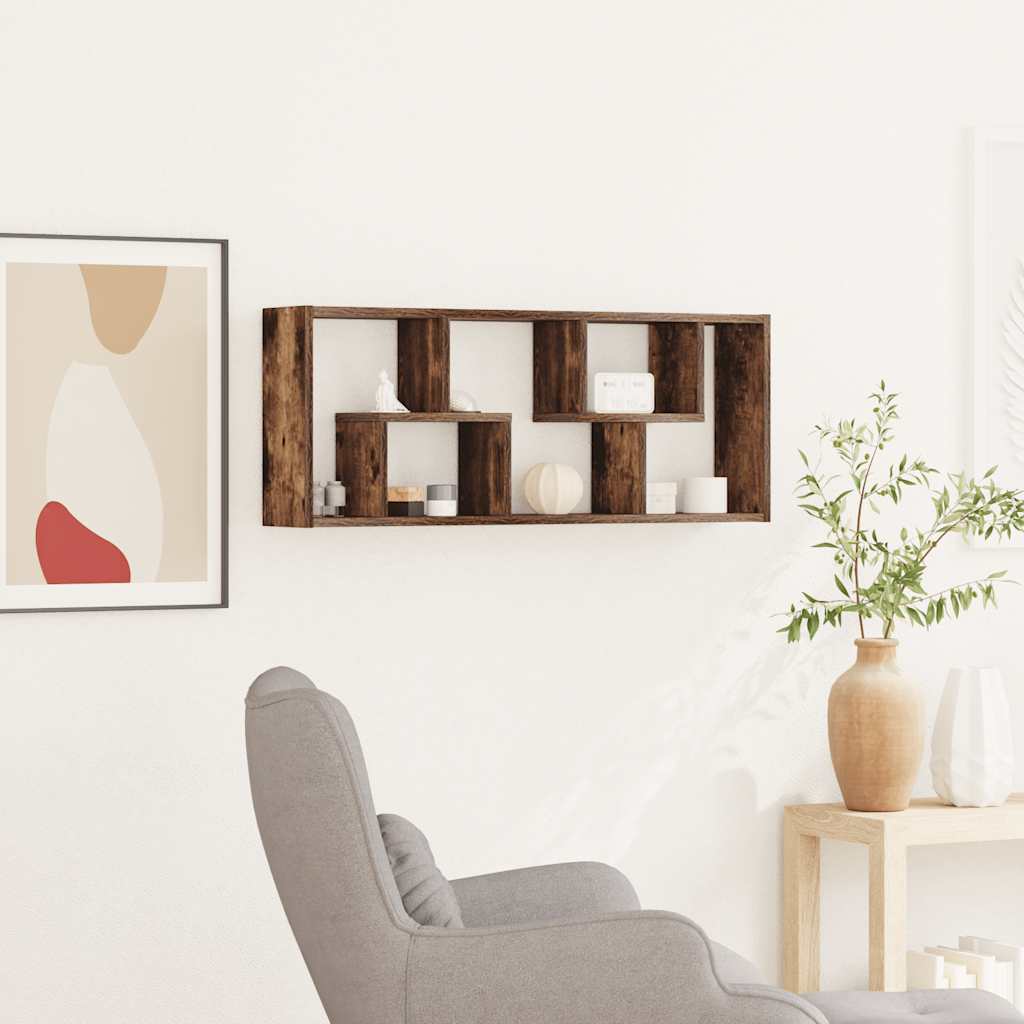 vidaXL Półka ścienna, przydymiony dąb, 36x16x90 cm