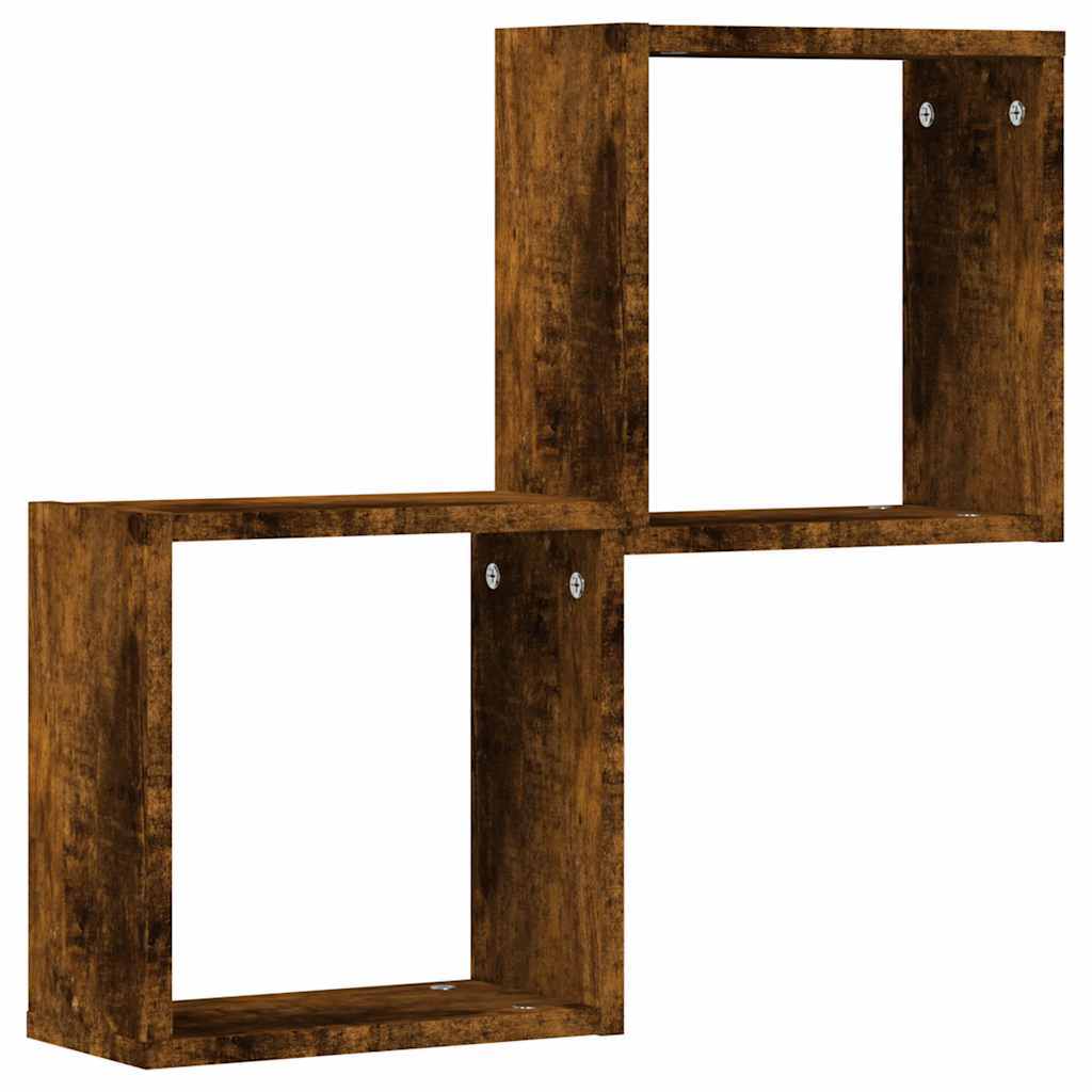 vidaXL Półki ścienne Cube 2 szt. Dąb wędzony 30x15x30 cm