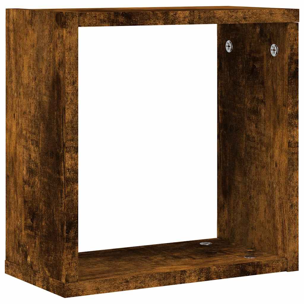 vidaXL Półki ścienne Cube 2 szt. Dąb wędzony 30x15x30 cm