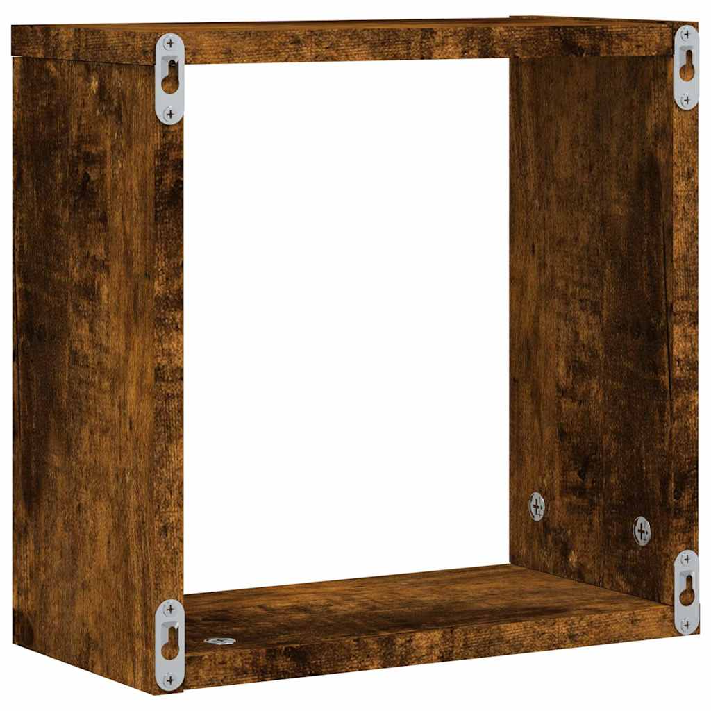 vidaXL Półki ścienne Cube 4 szt. Dąb wędzony 30x15x30 cm