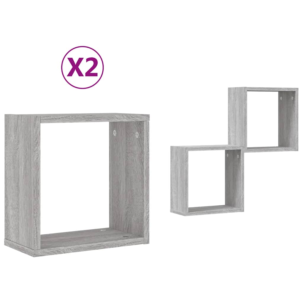 vidaXL Półki ścienne 2 szt. Szary Sonoma 30x15x30 cm