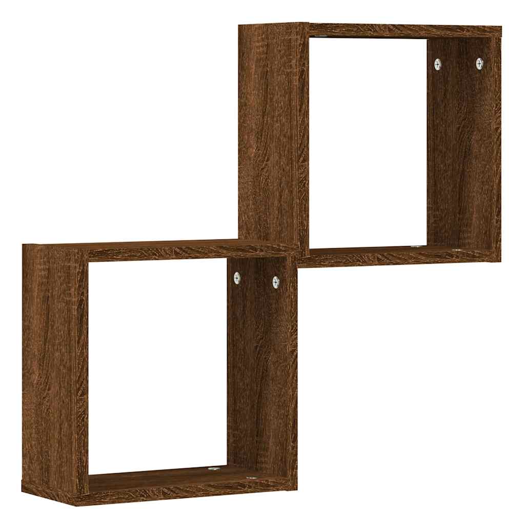 vidaXL Półki ścienne Cube 2 szt. Brązowy dąb 30x15x30 cm