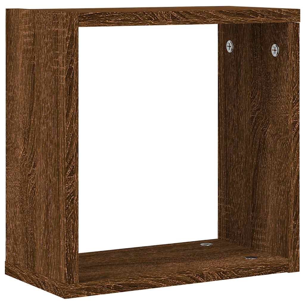 vidaXL Półki ścienne Cube 2 szt. Brązowy dąb 30x15x30 cm