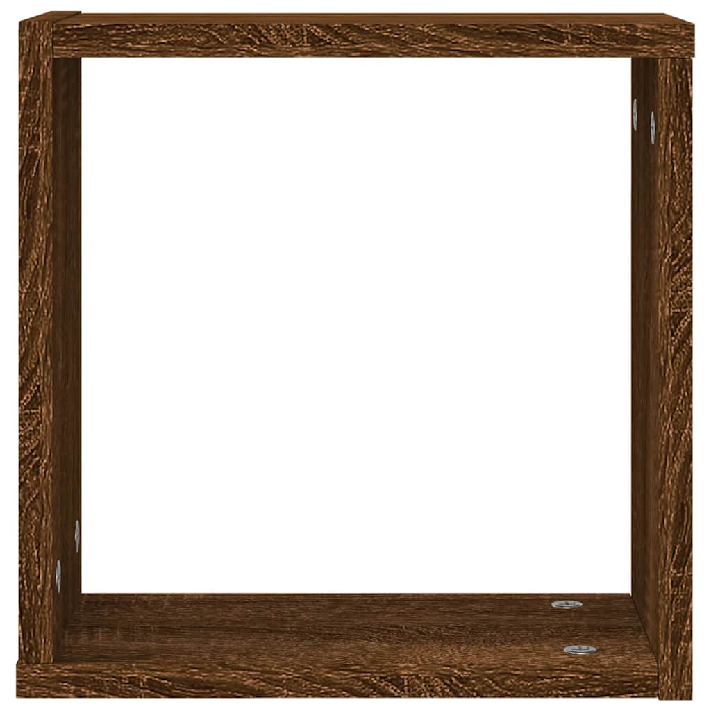 vidaXL Półki ścienne Cube 2 szt. Brązowy dąb 30x15x30 cm