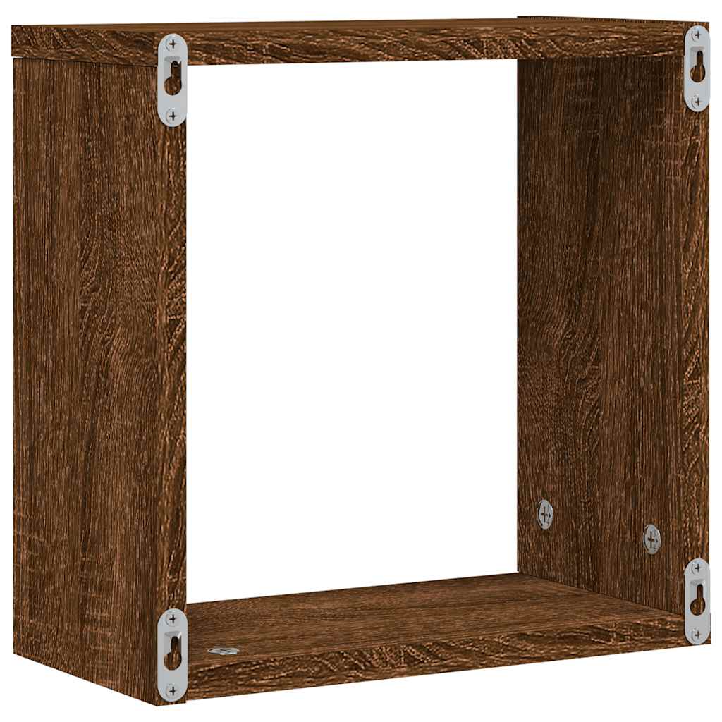 vidaXL Półki ścienne Cube 2 szt. Brązowy dąb 30x15x30 cm