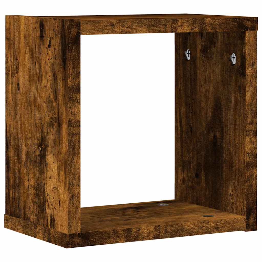 vidaXL Półki ścienne z półką 2 pcs Dąb wędzony 26 x 15 x 26 cm