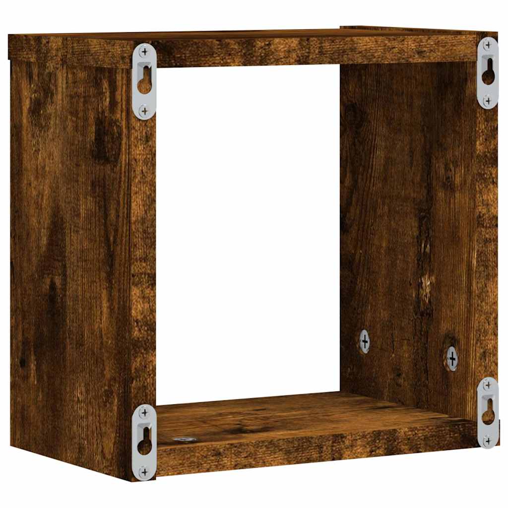 vidaXL Półki ścienne z półką 4 pcs Dąb wędzony 26 x 15 x 26 cm