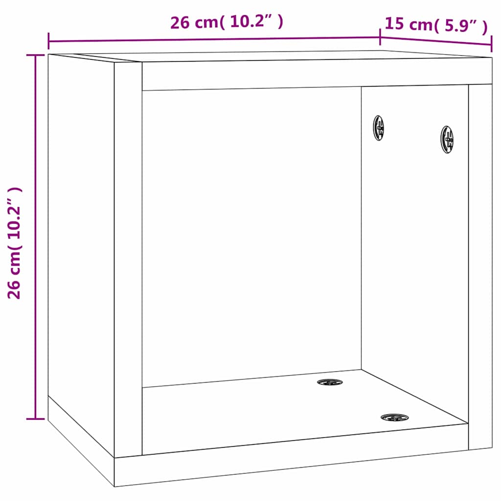 vidaXL Półki ścienne z półką 4 pcs Dąb wędzony 26 x 15 x 26 cm