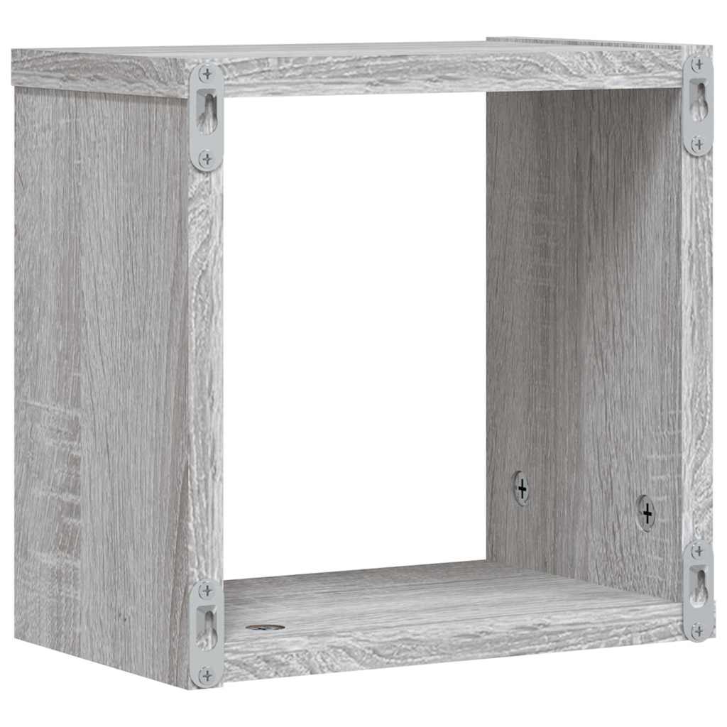 vidaXL Półki ścienne z półką 2 pcs Szary Sonoma 26 x 15 x 26 cm