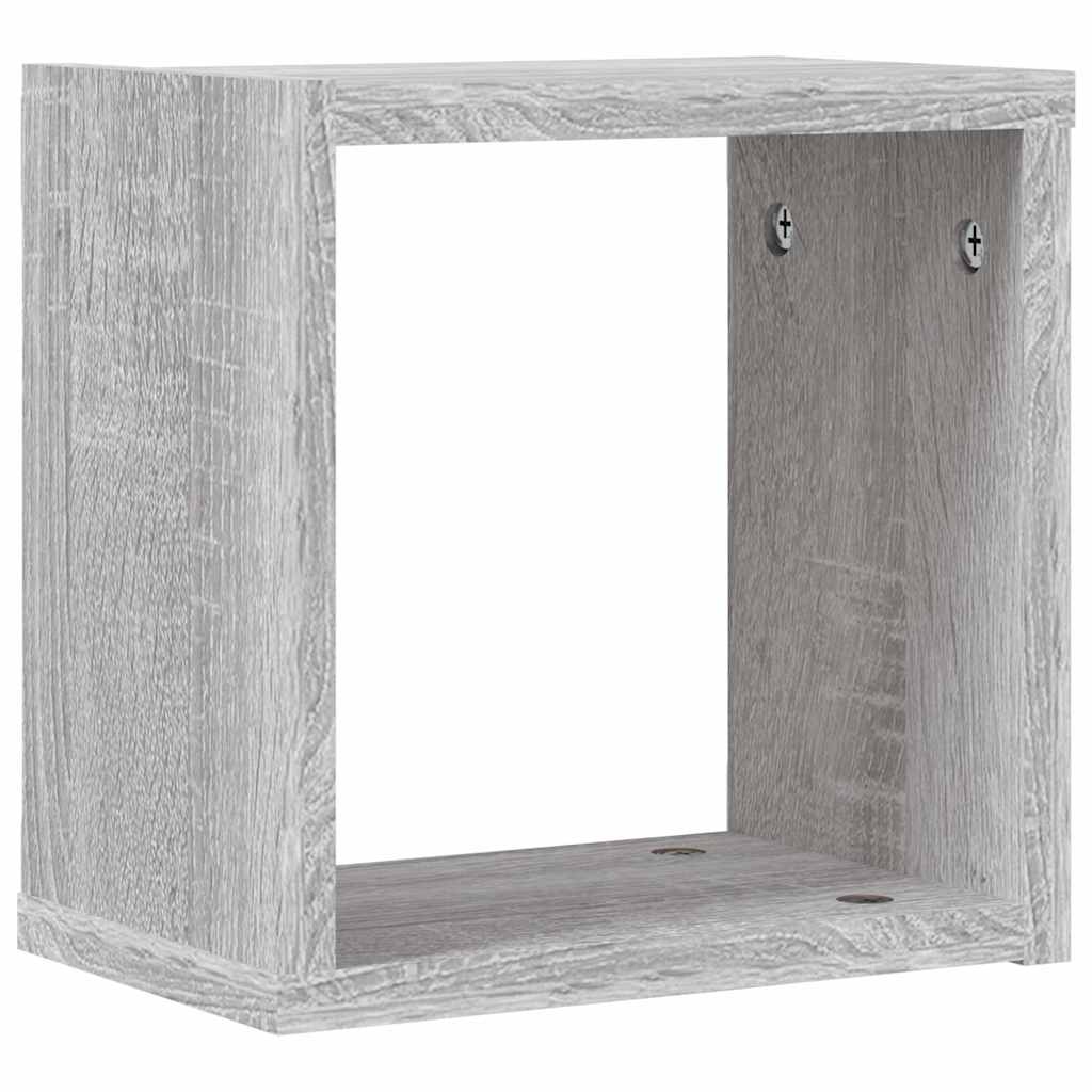 vidaXL Półki ścienne z półką 4 pcs Szary Sonoma 26 x 15 x 26 cm