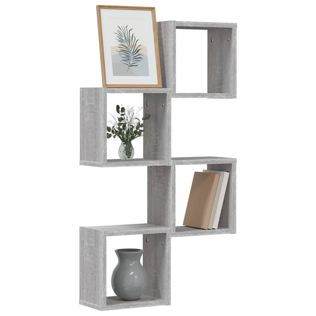 vidaXL Półki ścienne z półką 4 pcs Szary Sonoma 26 x 15 x 26 cm