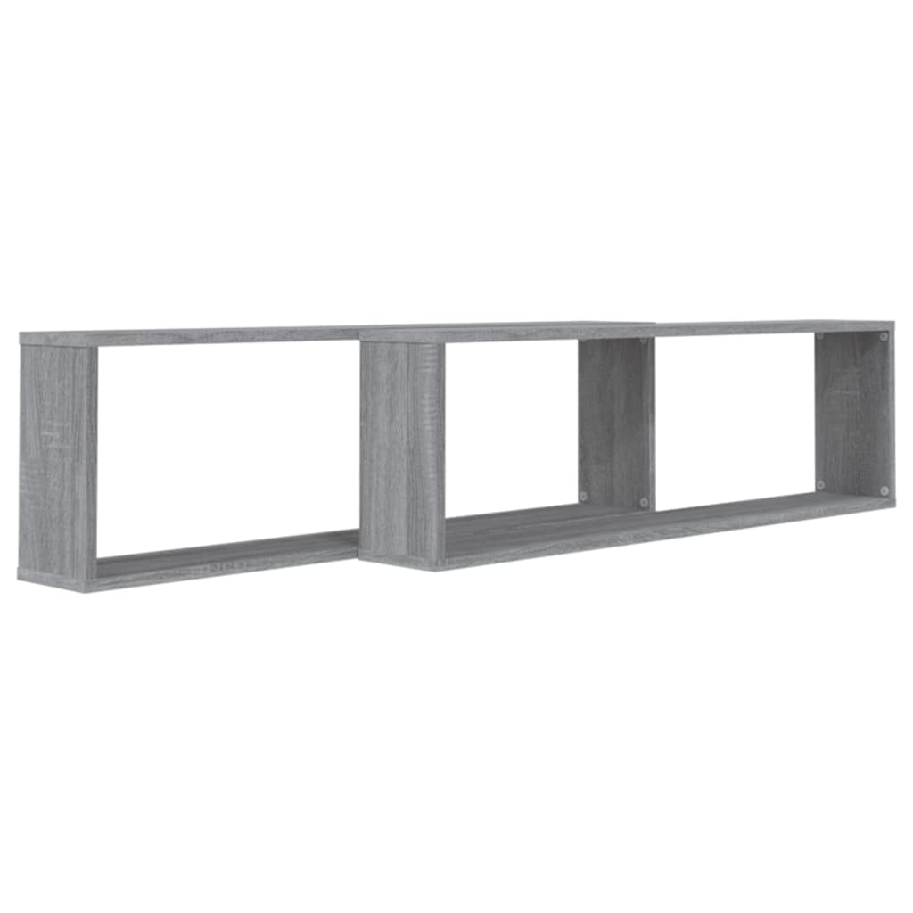 vidaXL Półki ścienne, 2 szt., szary dąb sonoma, 100x15x30 cm