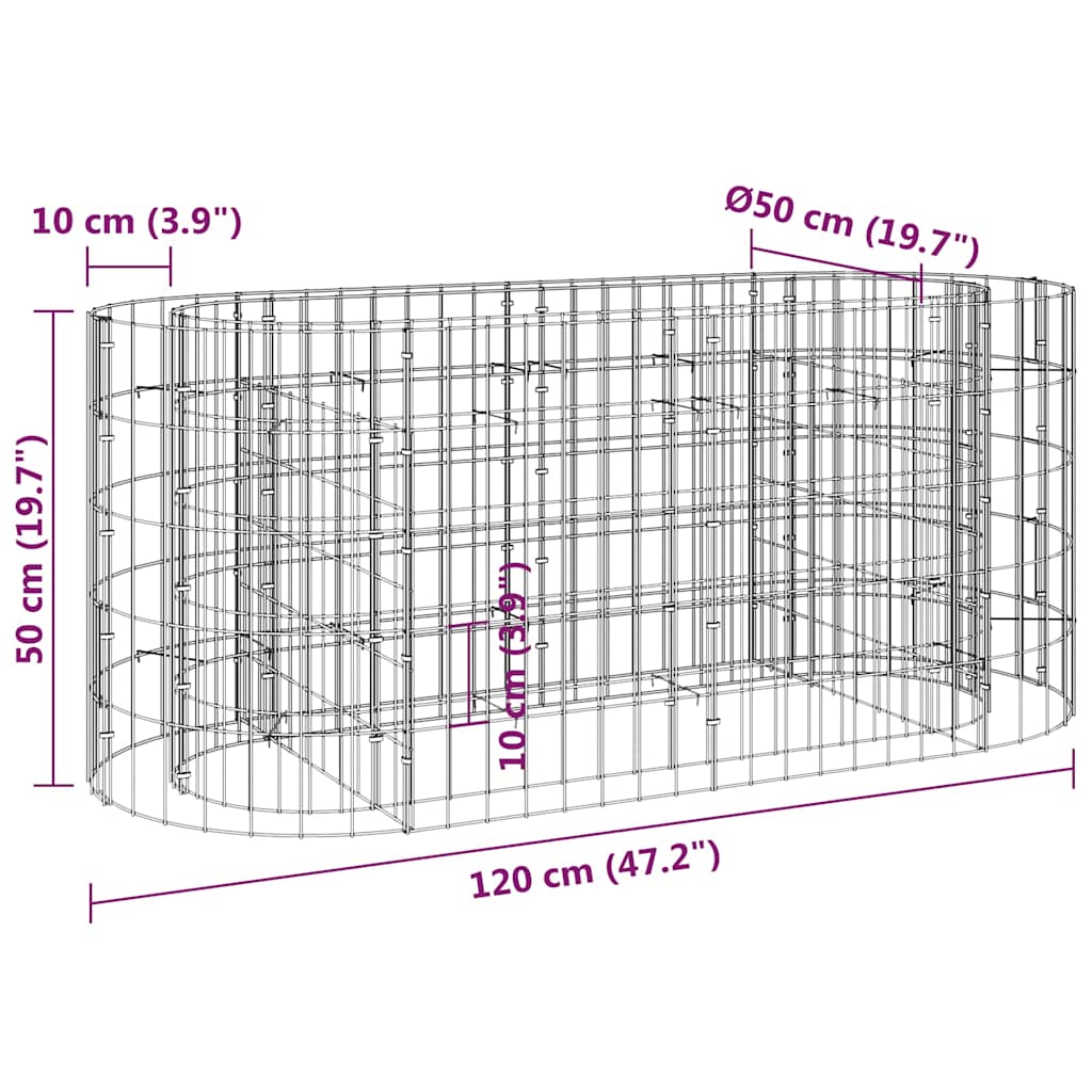 vidaXL Podwyższona donica gabionowa, galwanizowane żelazo 120x50x50 cm