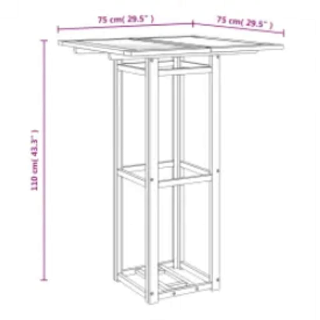 vidaXL Stolik bistro, 75x75x110 cm, lite drewno akacjowe