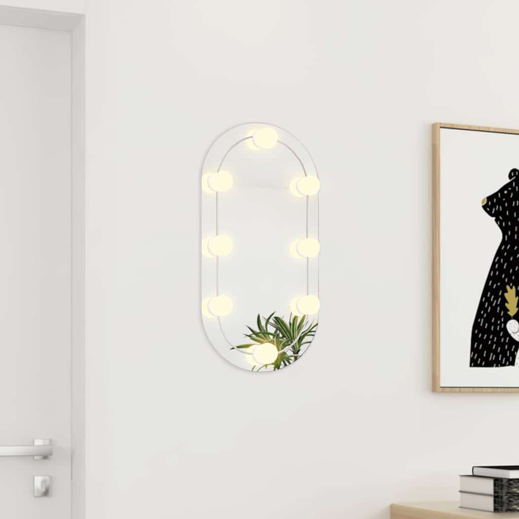 vidaXL Lustro z lampami LED, 60x30 cm, szklane, owalne