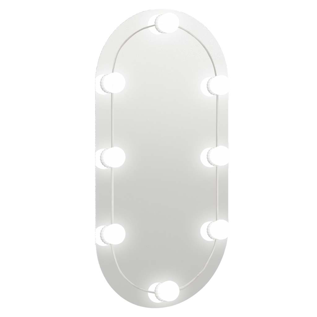 vidaXL Lustro z oświetleniem LED, 80 x 40 cm, szklane, owalne