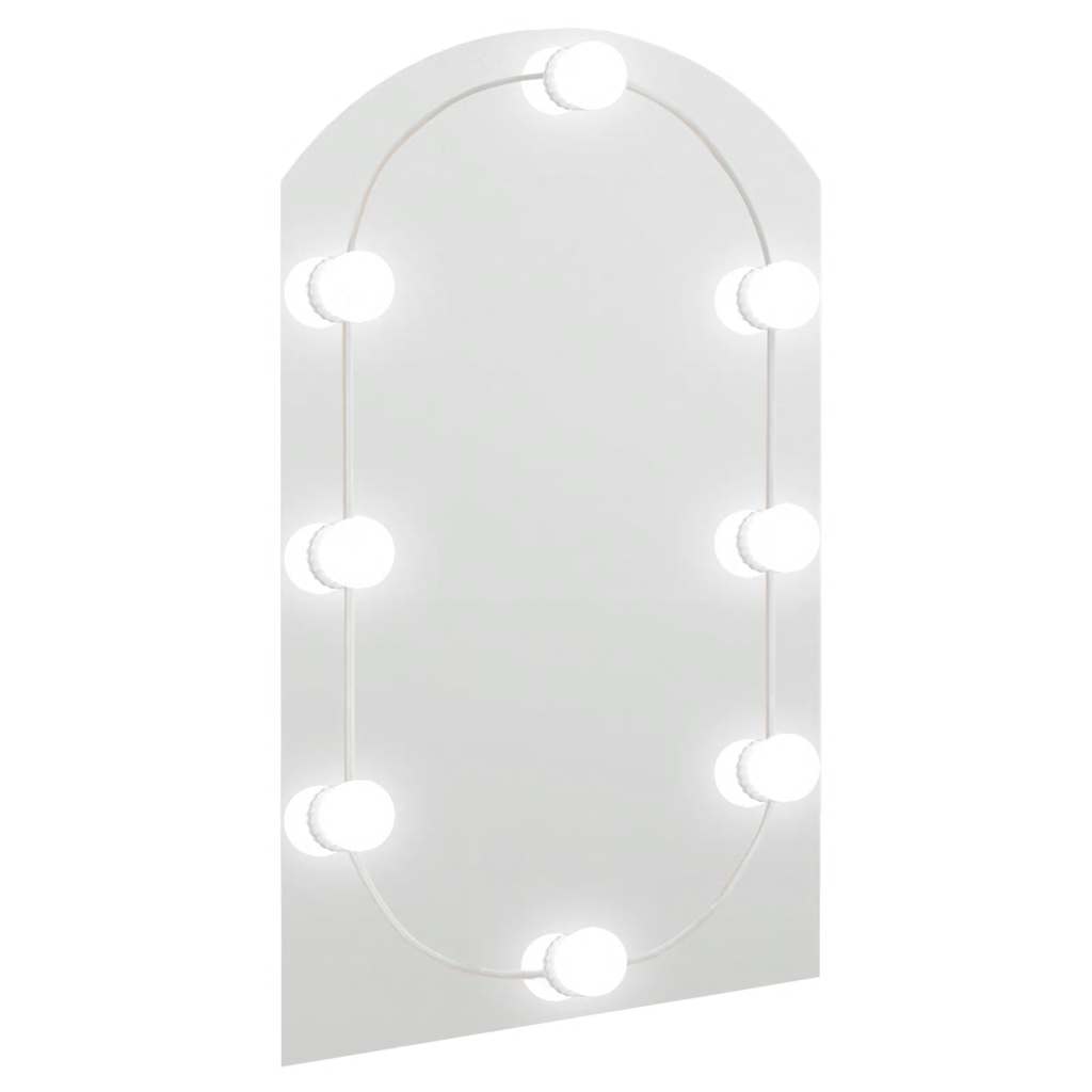 vidaXL Lustro z lampami LED, 90x45 cm, szklane, z łukiem