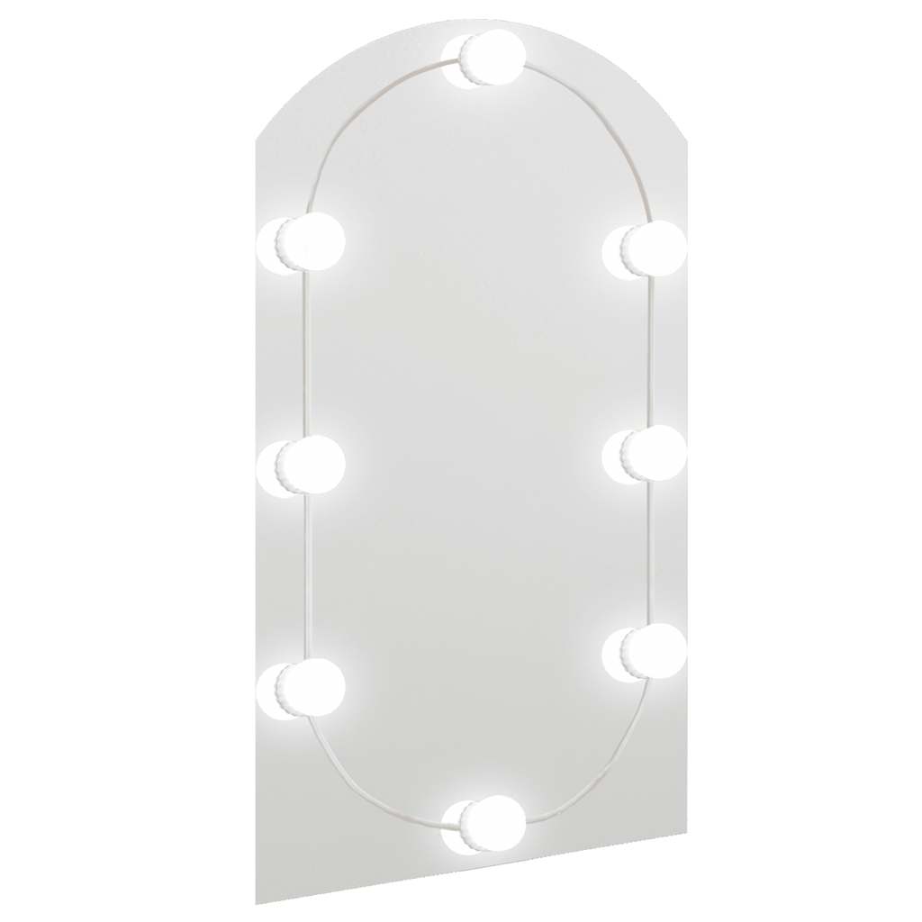 vidaXL Lustro z lampami LED, 70x40 cm, szklane, z łukiem