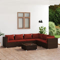 vidaXL 7-cz. zestaw wypoczynkowy do ogrodu, poduszki, rattan PE, brąz