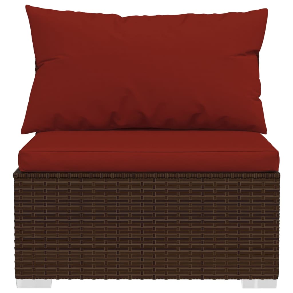 vidaXL 6-cz. zestaw wypoczynkowy do ogrodu, poduszki, rattan PE, brąz