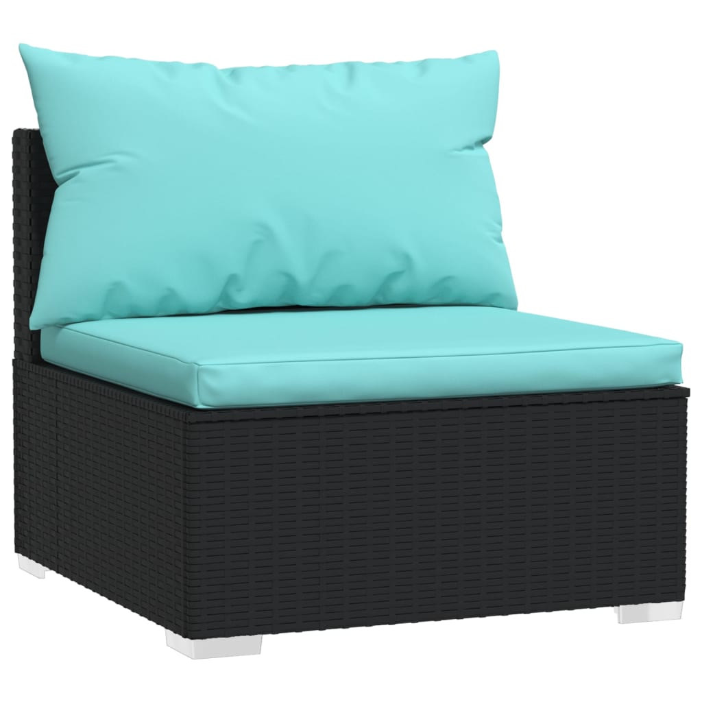 vidaXL 9-cz. zestaw wypoczynkowy do ogrodu, poduszki, czarny rattan PE