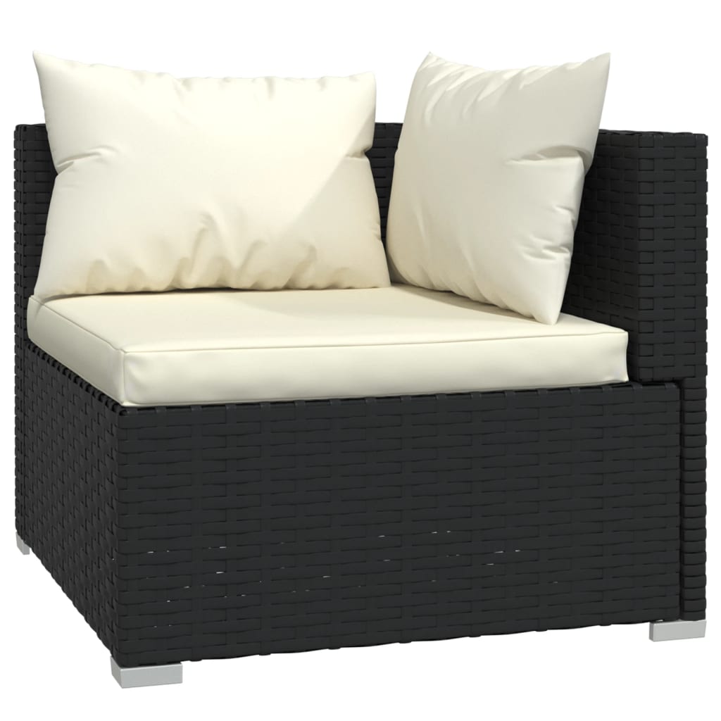 vidaXL 11-cz. zestaw mebli do ogrodu, poduszki, rattan PE, czarny