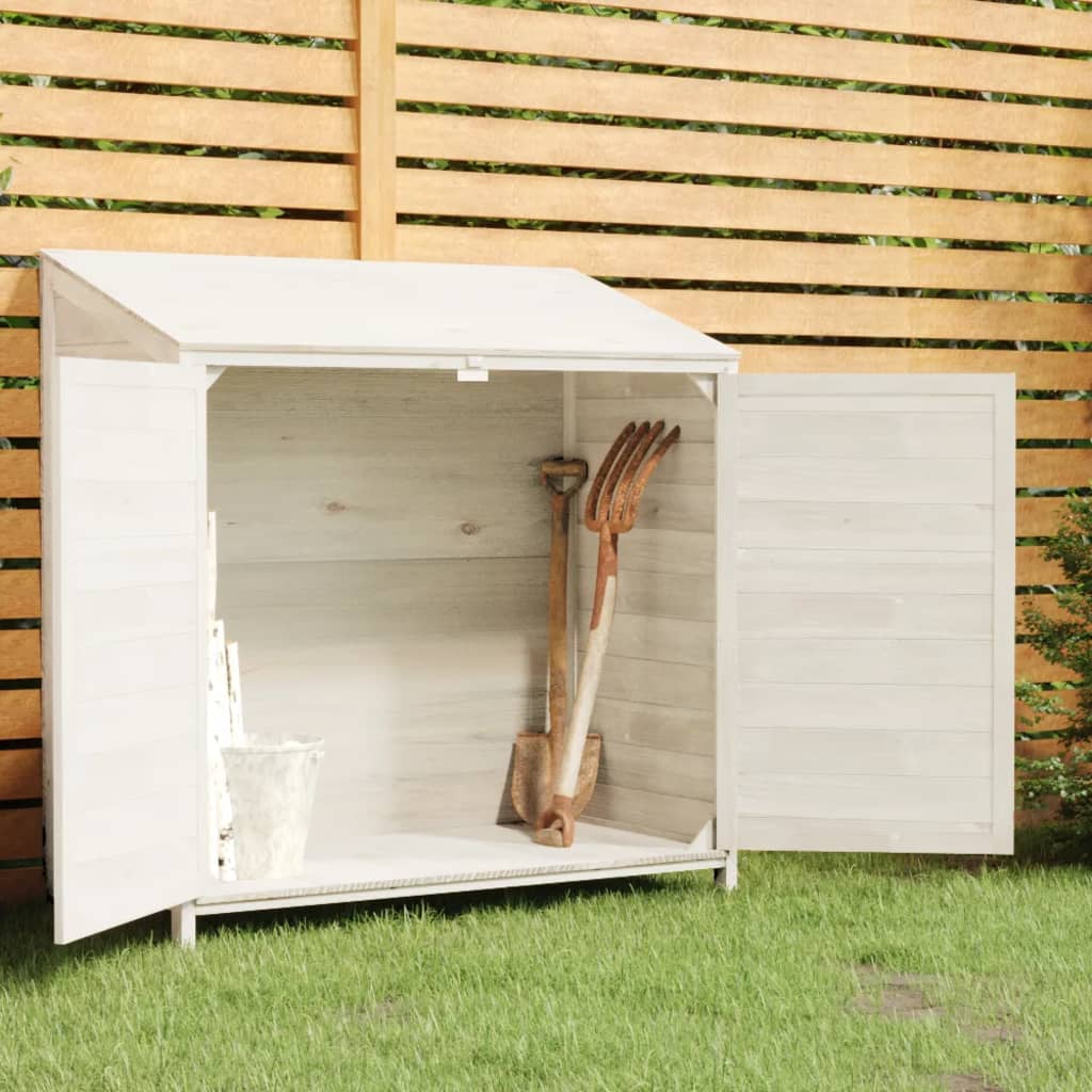 vidaXL Szopa ogrodowa, biała, 102x52x112 cm, lite drewno jodłowe