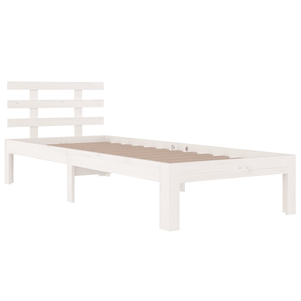 vidaXL Rama łóżka, biała, lite drewno, 75x190 cm, pojedyncza