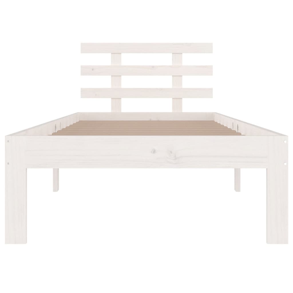 vidaXL Rama łóżka, biała, lite drewno, 90x190 cm, pojedyncza