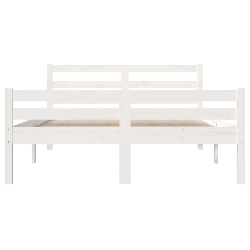 vidaXL Rama łóżka, biała, lite drewno, 135x190 cm, podwójna