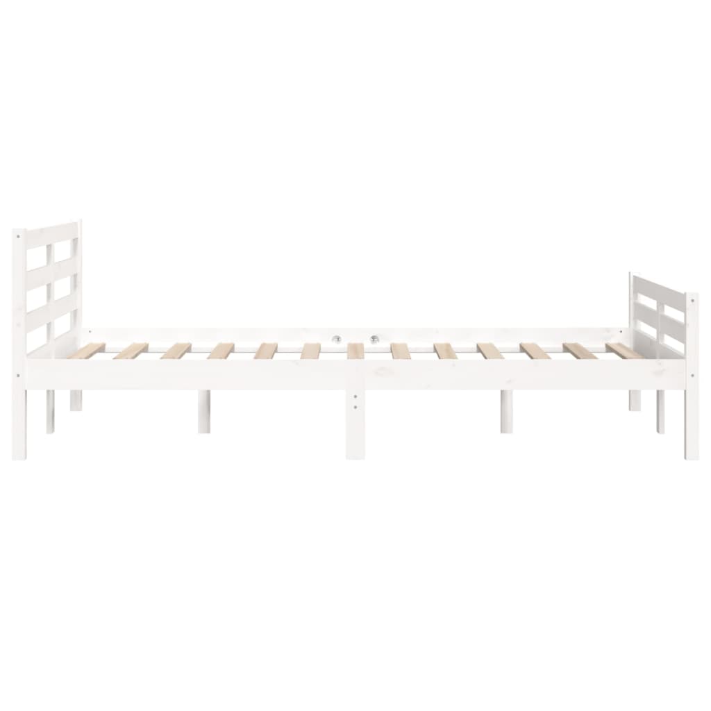 vidaXL Rama łóżka, biała, lite drewno, 135x190 cm, podwójna