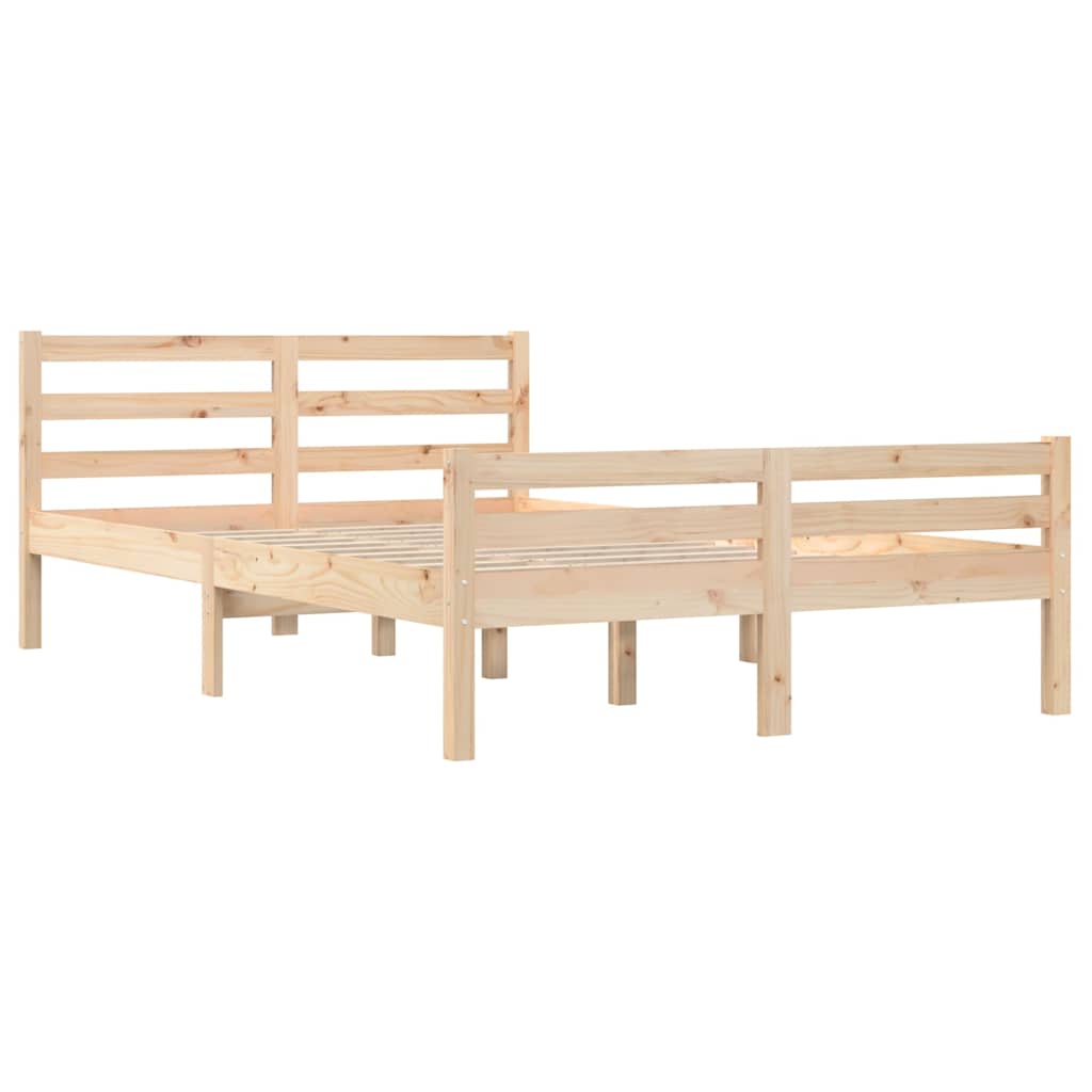 vidaXL Rama łóżka, lite drewno, 140 x 190 cm