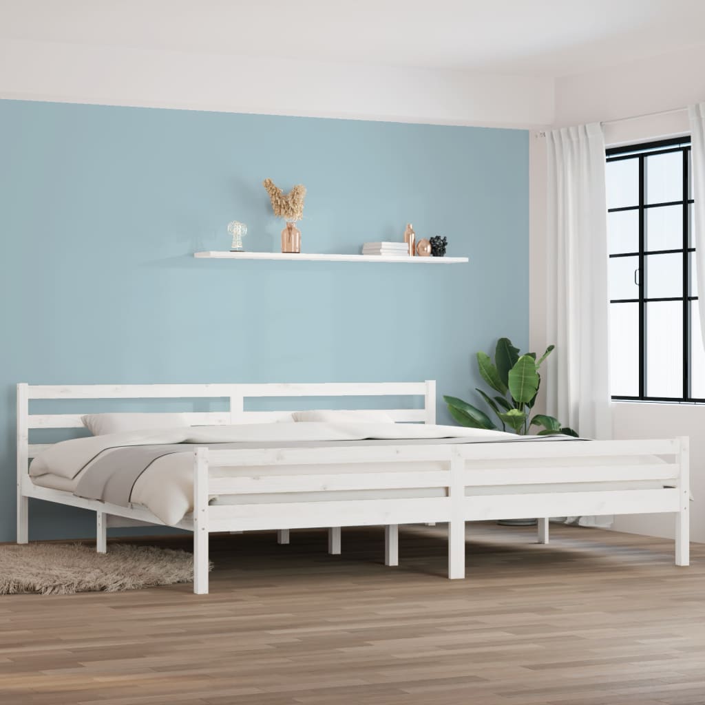 vidaXL Rama łóżka, biała, lite drewno, 200 x 200 cm