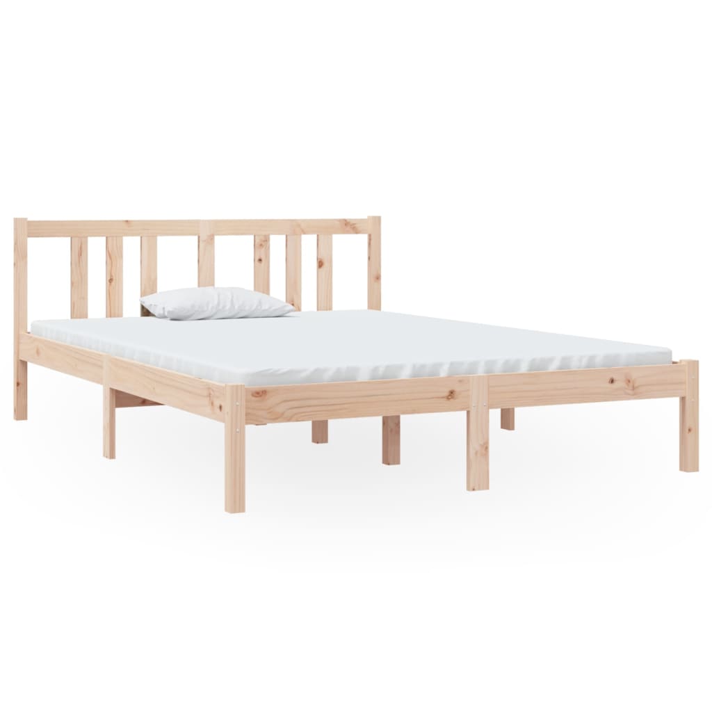 vidaXL Rama łóżka, lite drewno, 135x190 cm, podwójna