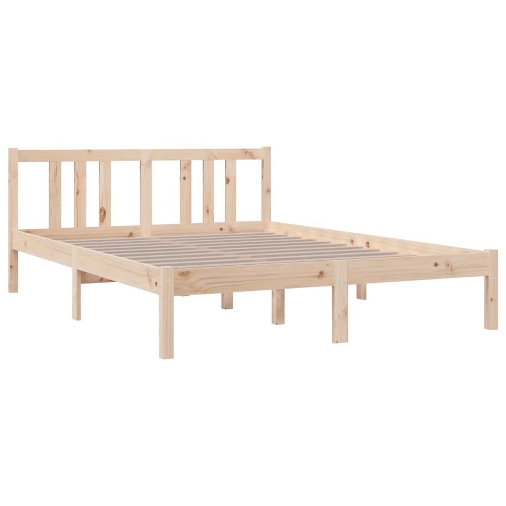vidaXL Rama łóżka, lite drewno, 135x190 cm, podwójna