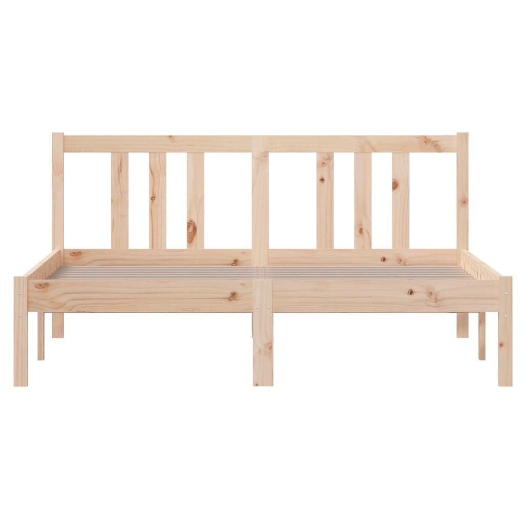 vidaXL Rama łóżka, lite drewno, 135x190 cm, podwójna