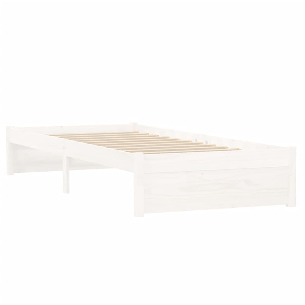 vidaXL Rama łóżka, biała, lite drewno, 75x190 cm, pojedyncza
