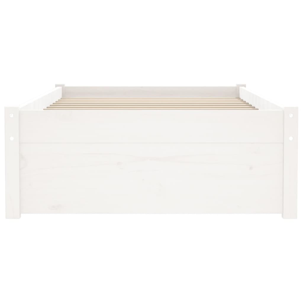 vidaXL Rama łóżka, biała, lite drewno, 75x190 cm, pojedyncza