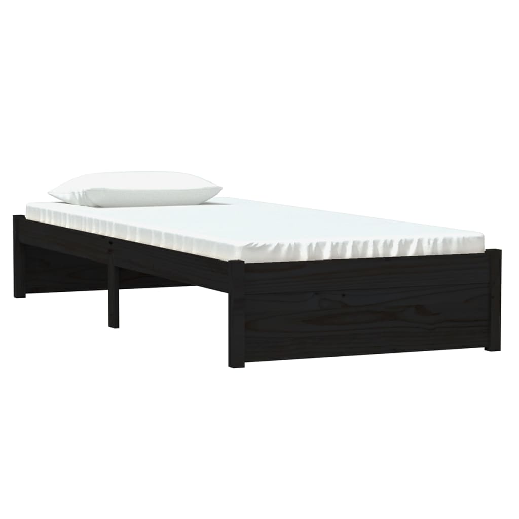 vidaXL Rama łóżka, czarna, lite drewno, 75x190 cm, pojedyncza